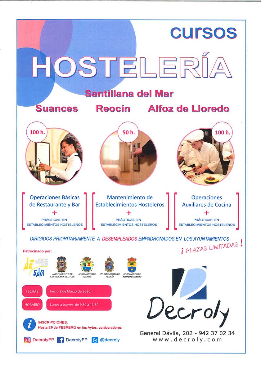 Curso de hostelería organizado por el Ayuntamiento de Alfoz de Lloredo
