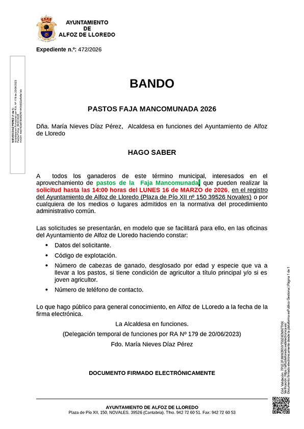 Bando Pastos Faja Mancomunada 2026