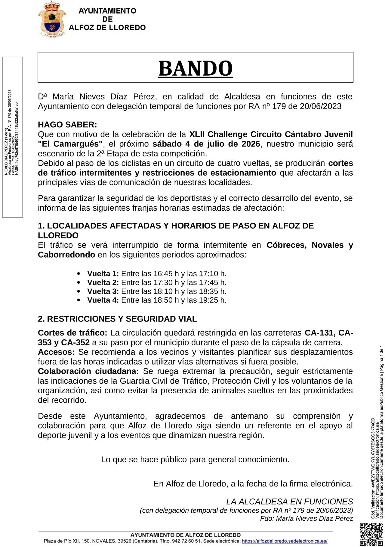 Bando: XLII Challenge Circuito Cántabro Juvenil "El Camargués"