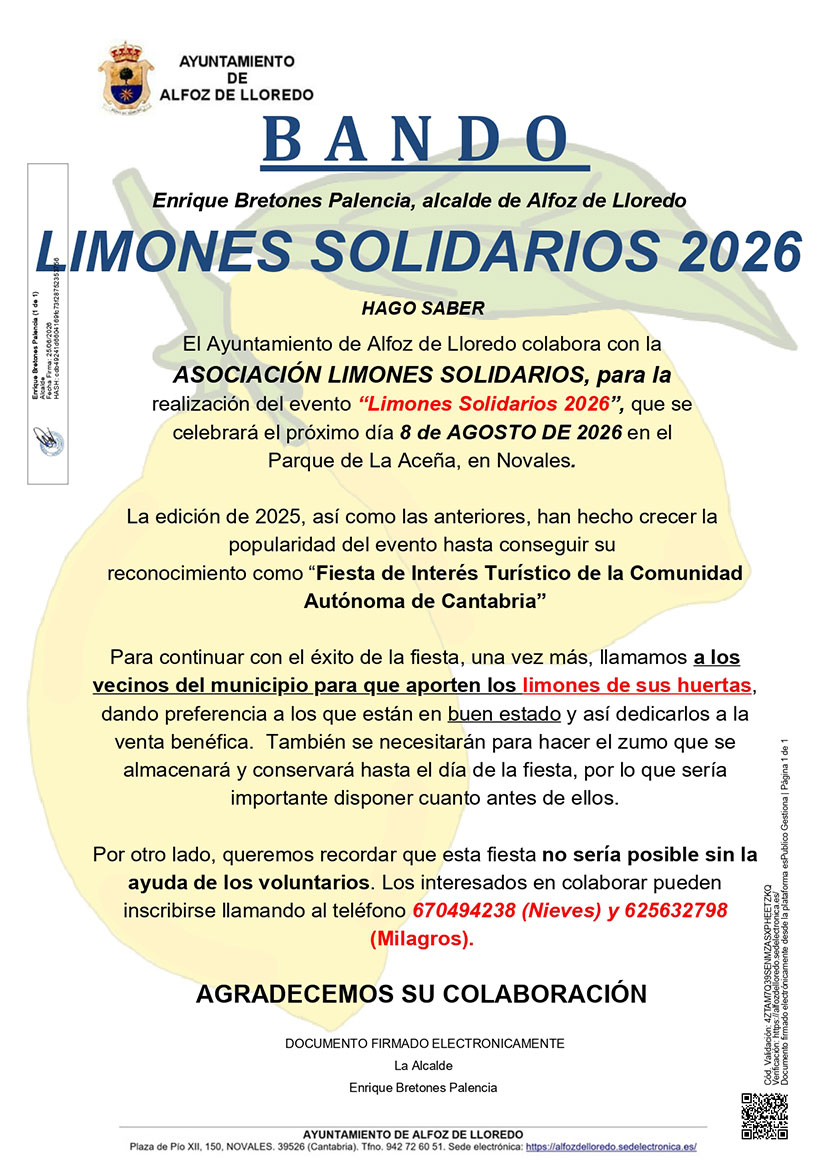 Bando: Limones Solidarios 2026