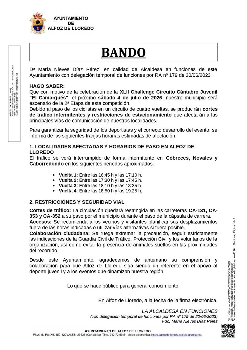 Bando: XLII Challenge Circuito Cántabro Juvenil "El Camargués"